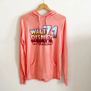 Disney Parks bright orange Walt Disney World 71 hooded stretchy top